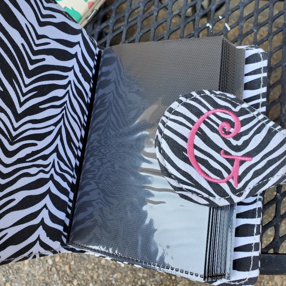 Zebra Print Wallet Phone Case with Pink Initial